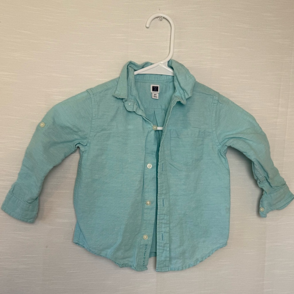 Janie and Jack Blue Button Down Shirt Lightweight Fabric